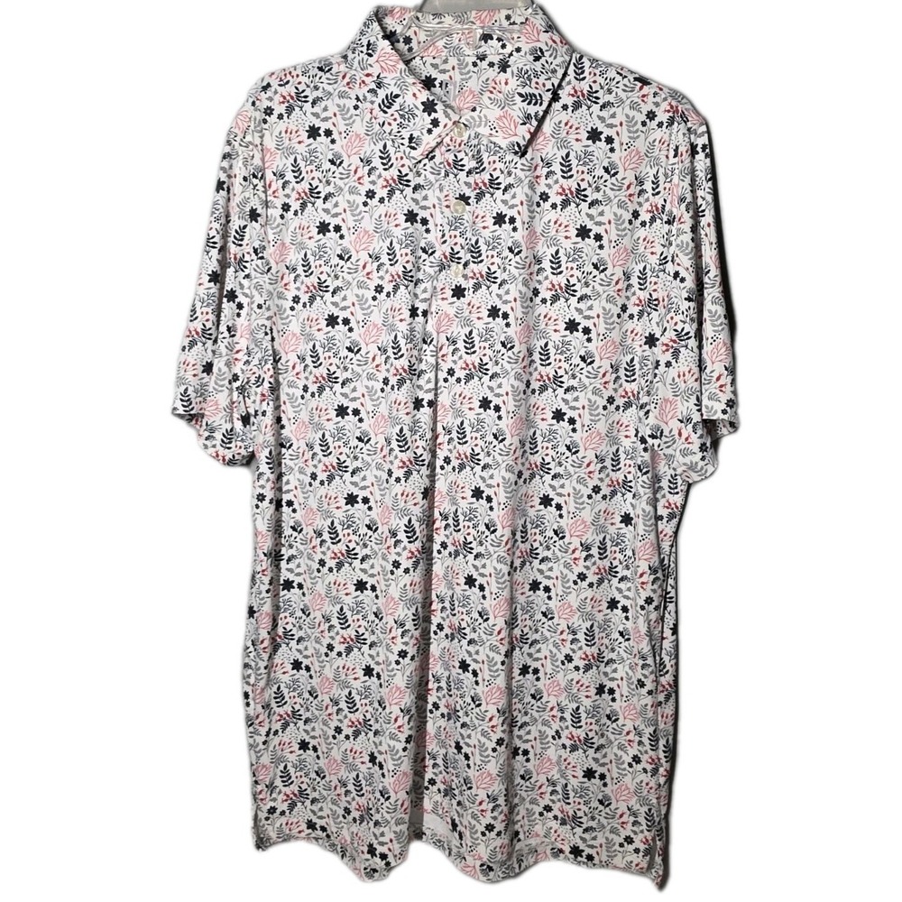 Graham Luxe Performance Golf Polo Men's Large Summer Flower 1764 Golf